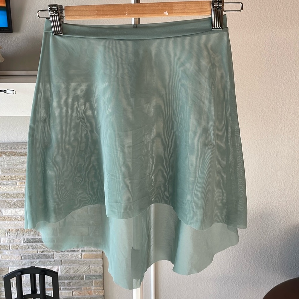 Small eleve teal high-low pull on ballet skirt